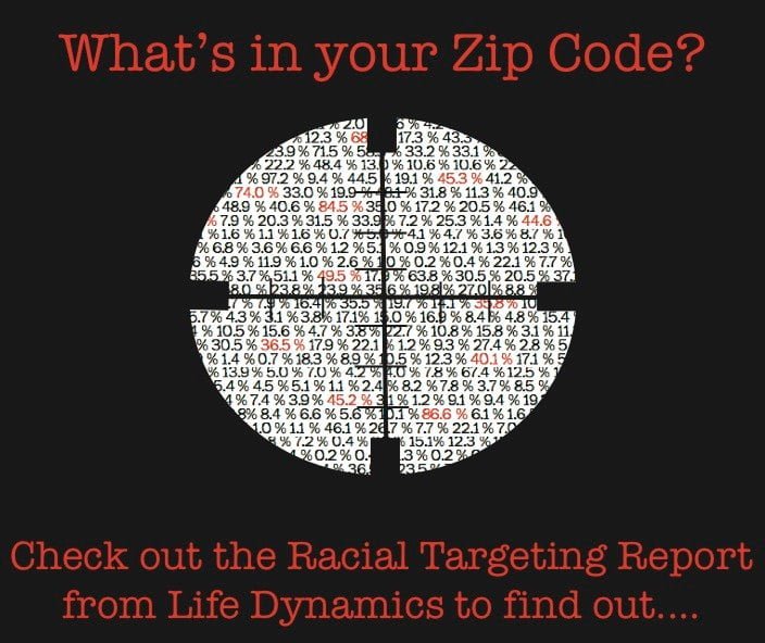 What's in your zip code? Check out the Racial Targeting Report from Life Dynamics to find out...